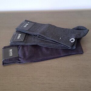 BOSS Hugo Boss Logo New Men Cotton Blend Dress Assorted Socks 3 Pairs Size 10-13